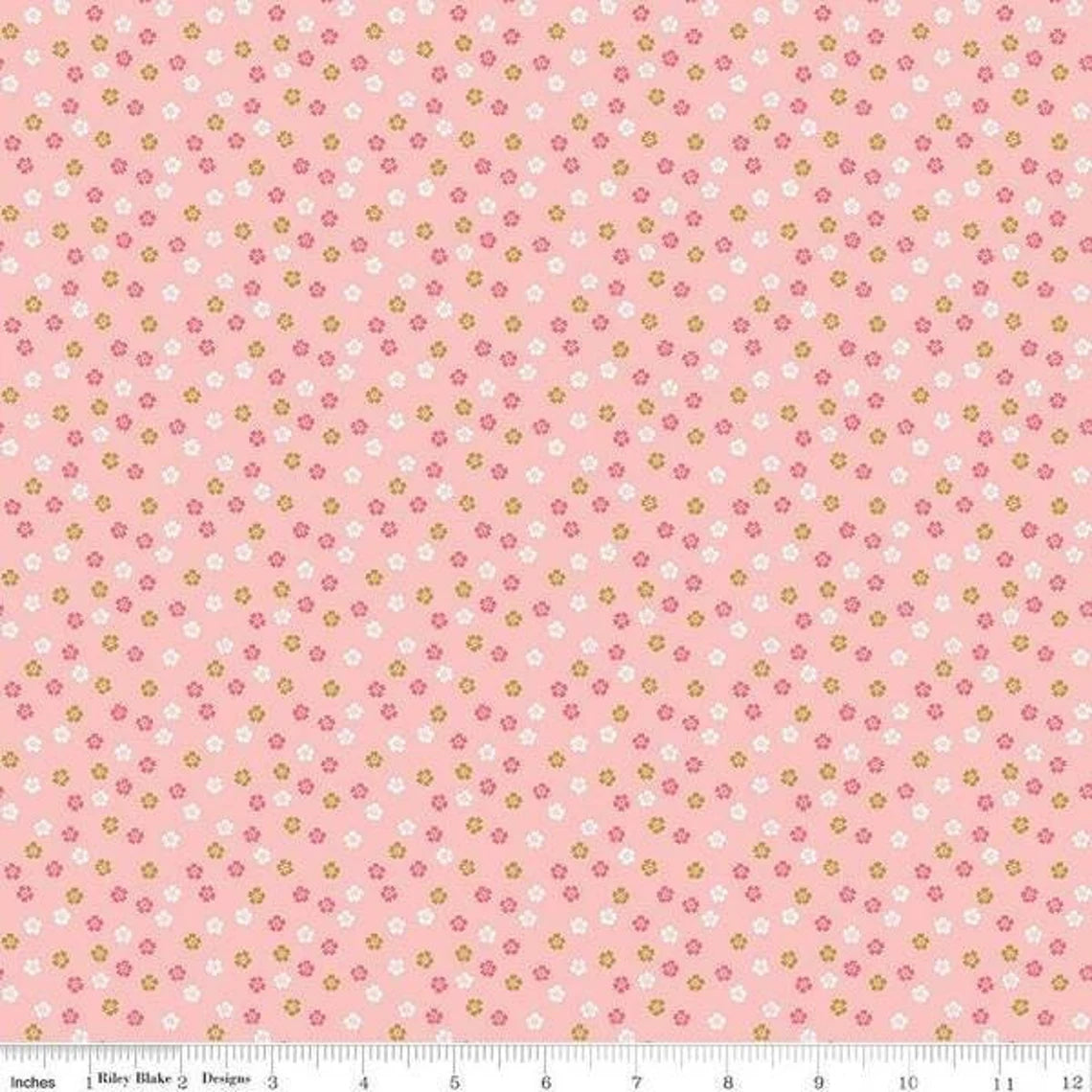 Cotton Fabric - Ahoy! Mermaids Floral Pink Sparkle - Melissa Mortenson - Riley Blake