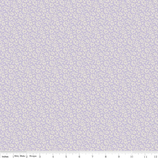 Fat Quarter - Lilac Lace Effect Floral Pattern - Penny Rose Fabrics - Cotton Fabric