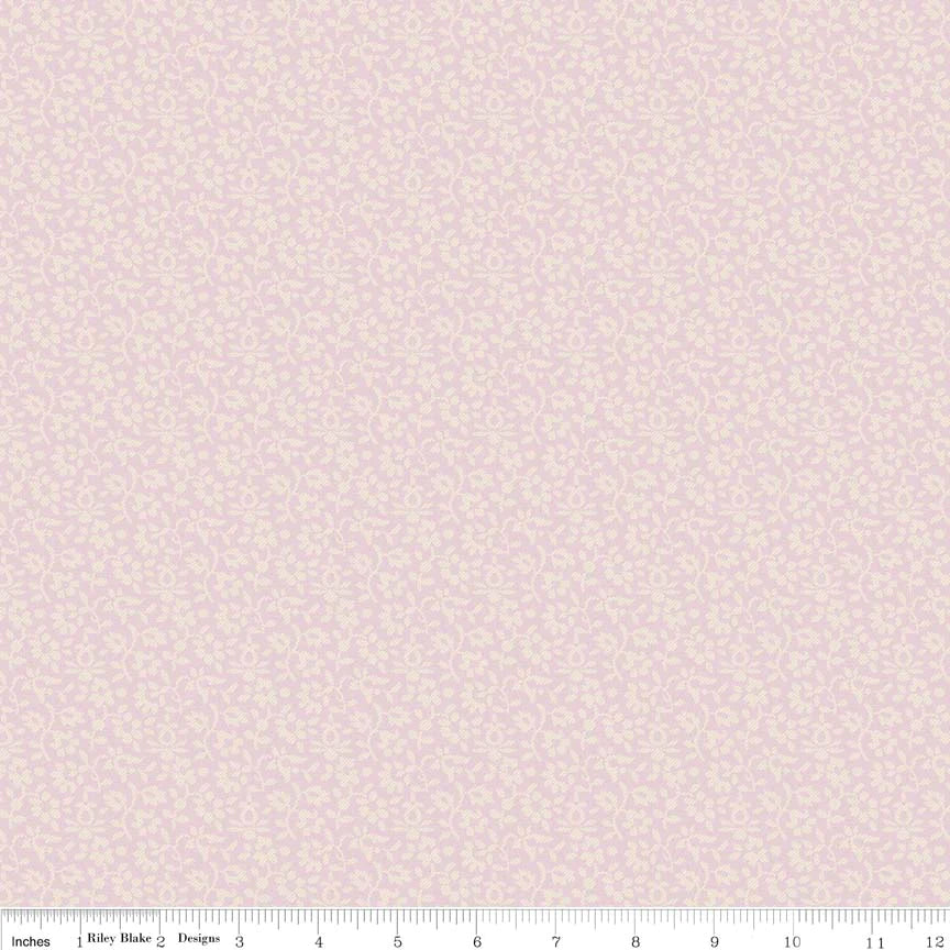 Cotton Fabric - Light Pink Lace Effect Floral Pattern - Penny Rose Fabrics