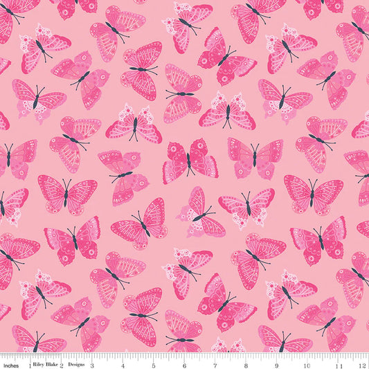 Fat Quarter - Strength in Pink Butterflies Blush - Riley Blake - Cotton Fabric