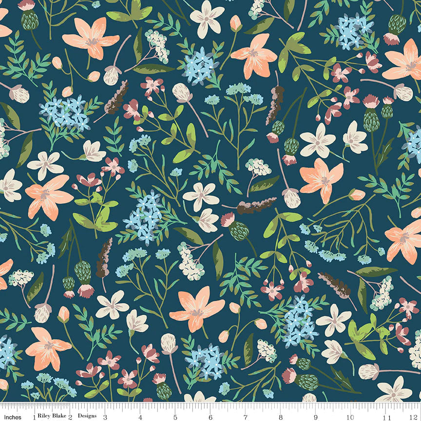 Cotton Fabric - Wildwood Wander Navy - Katherine Lenius - Riley Blake