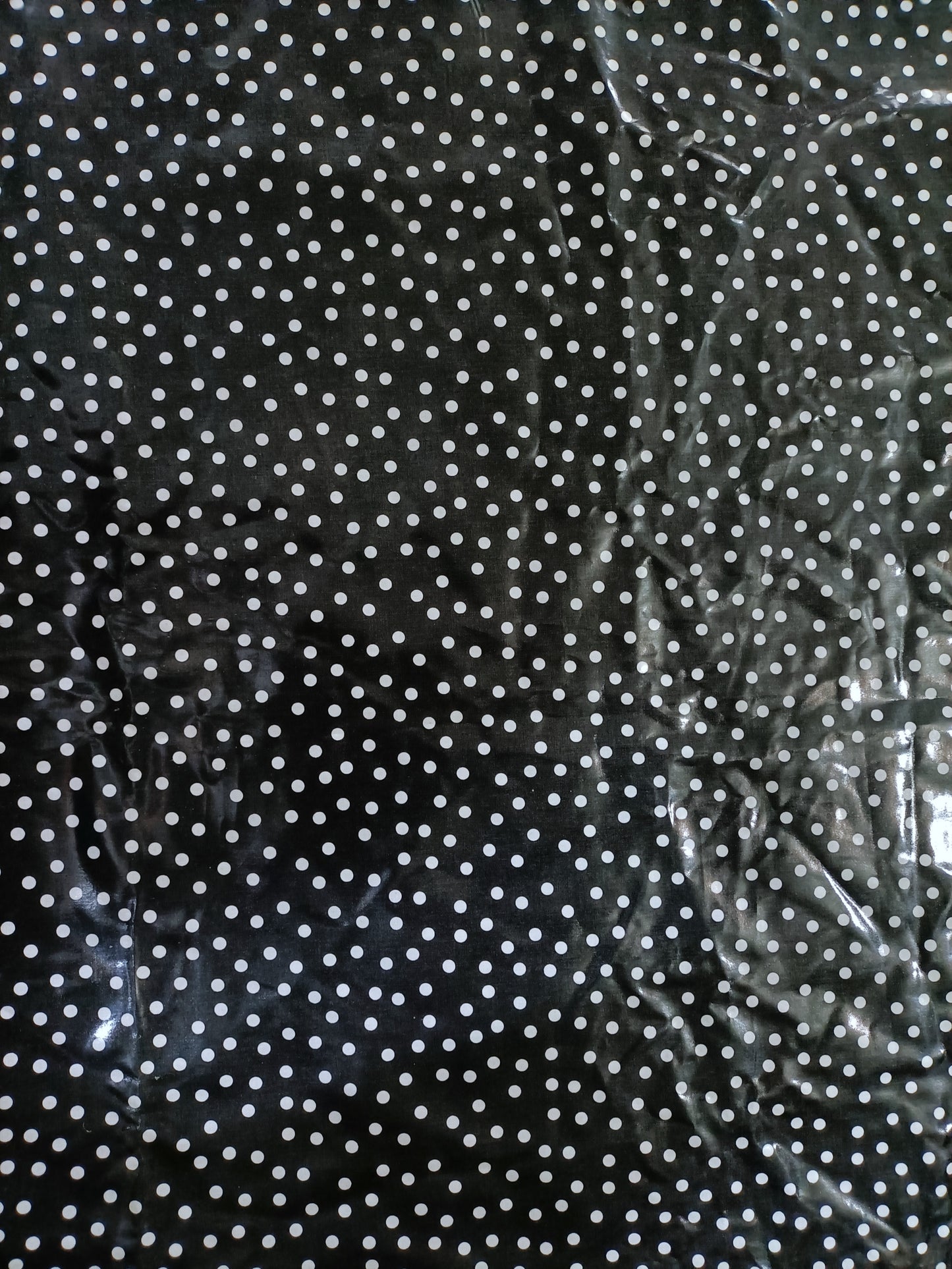 Laminated Cotton - Black with White Dots - Fabric Rescue