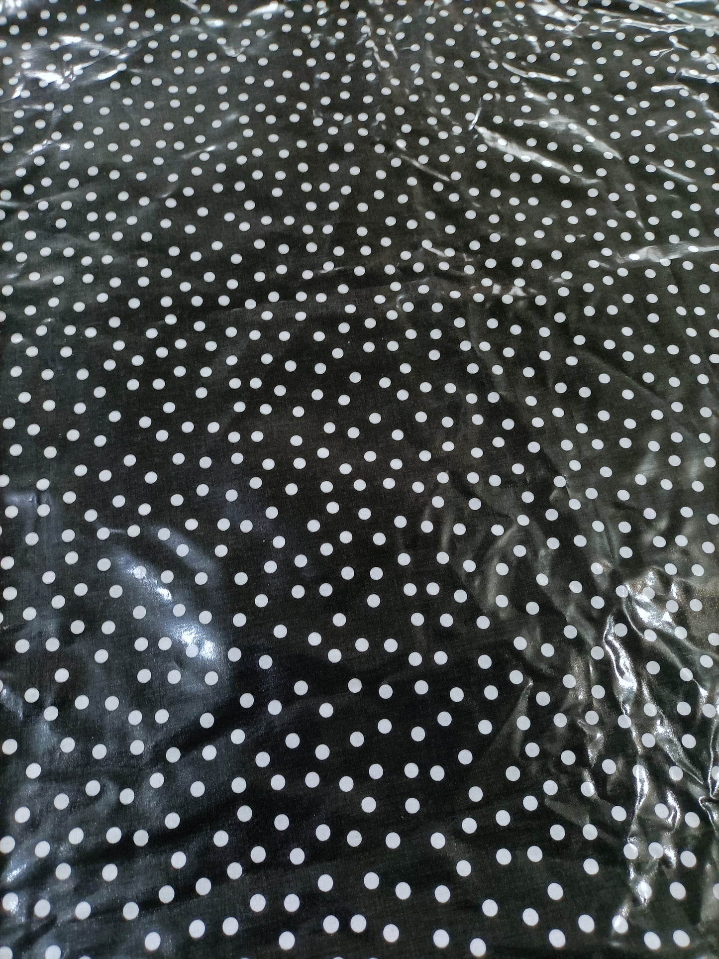 Laminated Cotton - Black with White Dots - Fabric Rescue