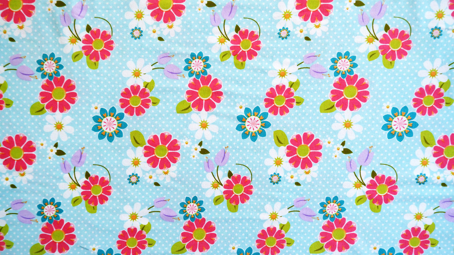 Stretch Jersey - Floral Blue stretch knit