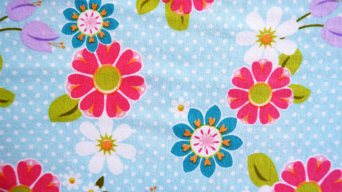 Stretch Jersey - Floral Blue stretch knit
