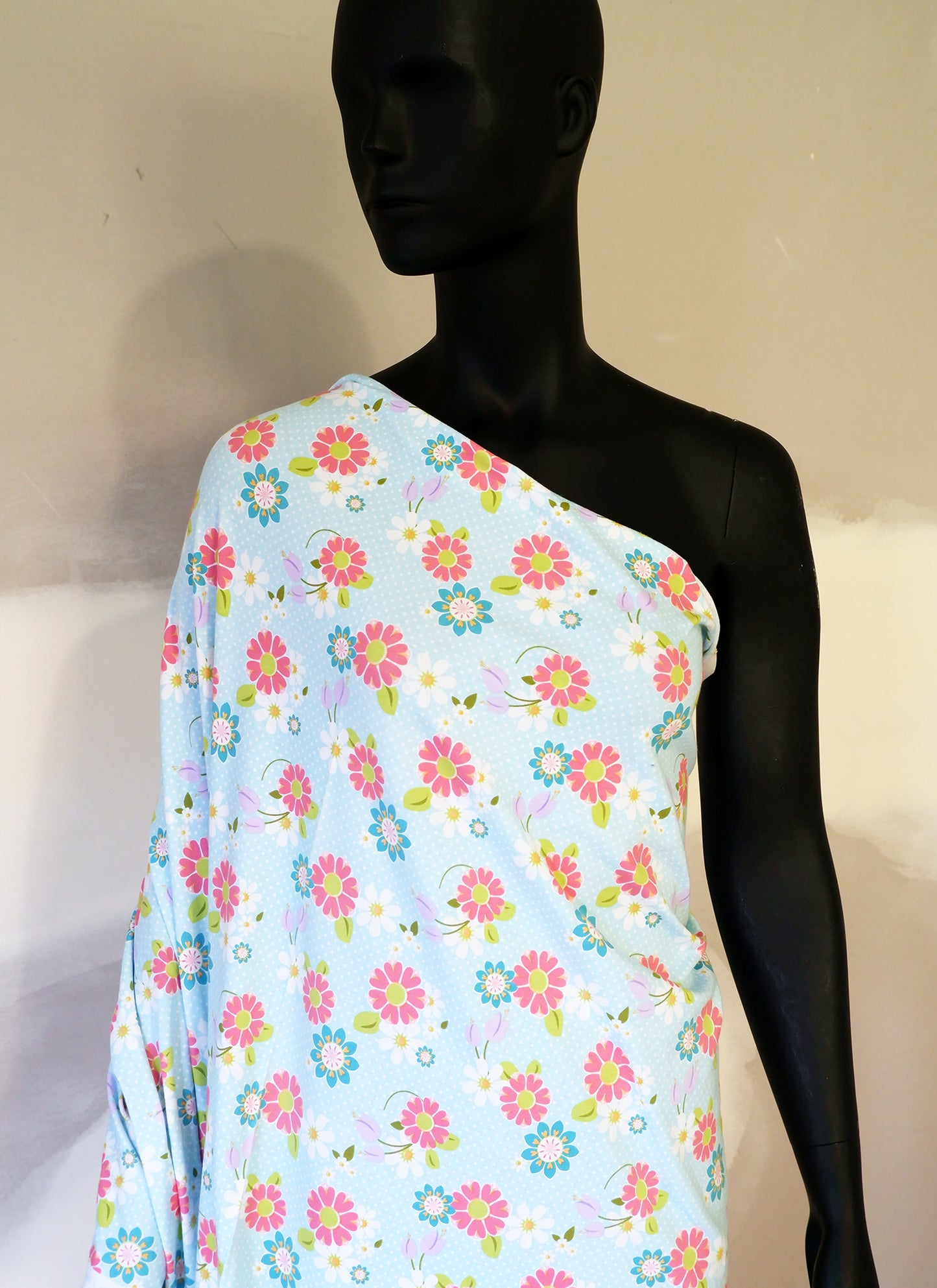 Stretch Jersey - Floral Blue stretch knit