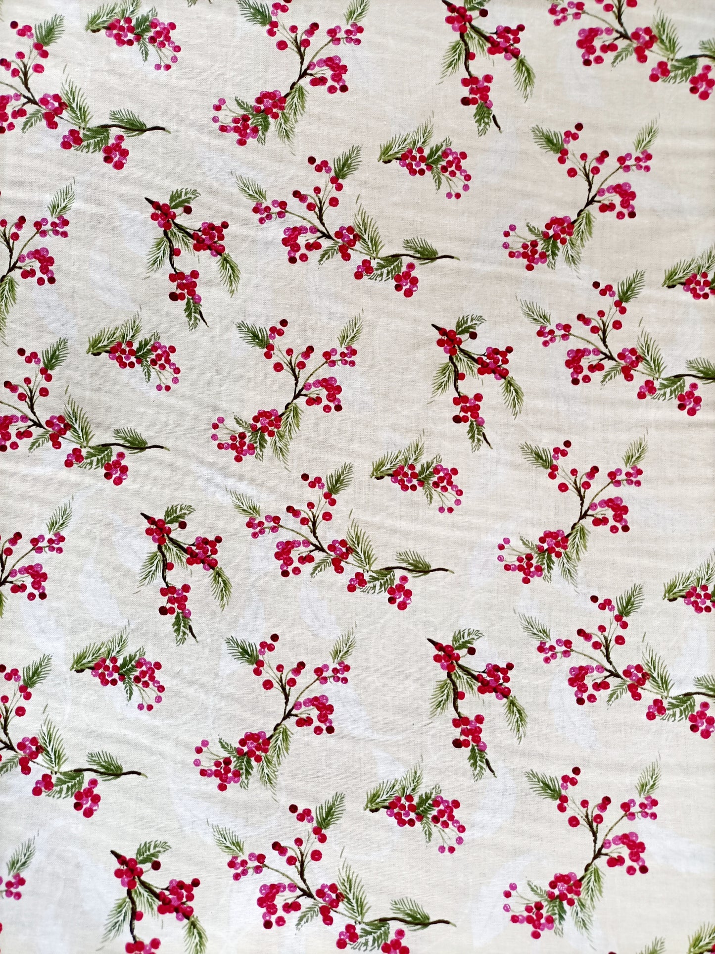 Cotton Fabric - Red Berries - Fabric Rescue