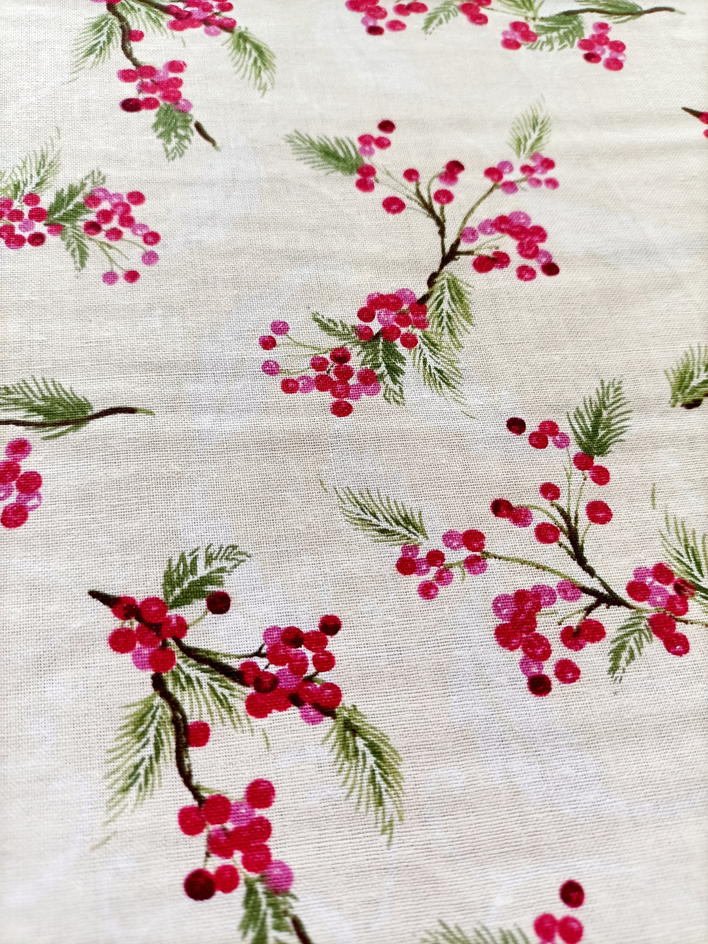 Cotton Fabric - Red Berries - Fabric Rescue