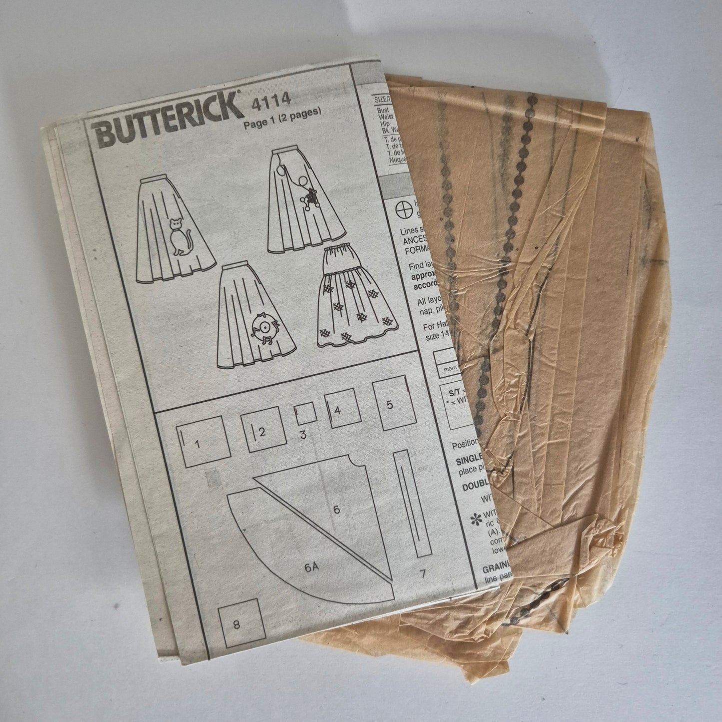 Butterick 4114, Misses' flared skirt pattern, Sizes 14 to 18