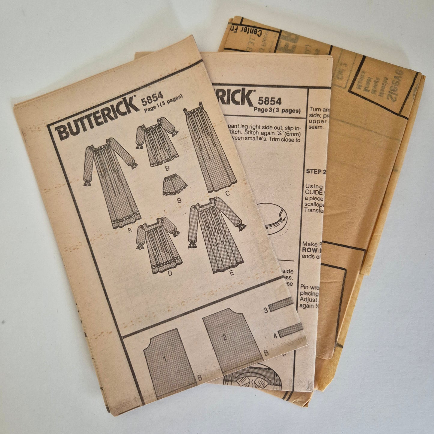 Butterick 5854, Misses' nightgown and shorts, Sizes L - XL / 16 - 22