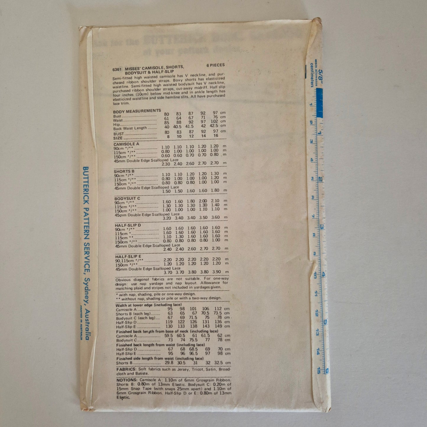 Quick! Butterick 6361 camisole shorts bodysuit and half-slip, size 10