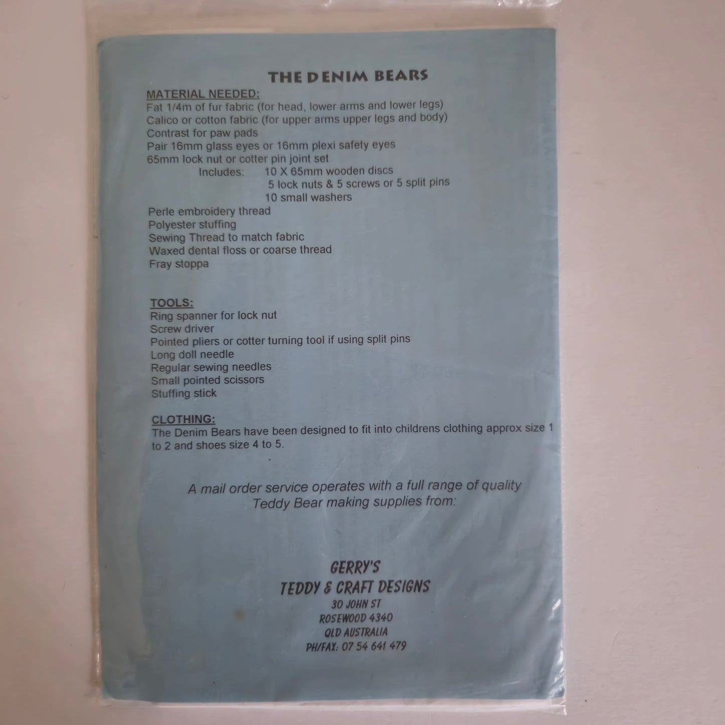 The Denim Bears, Jointed Teddy pattern