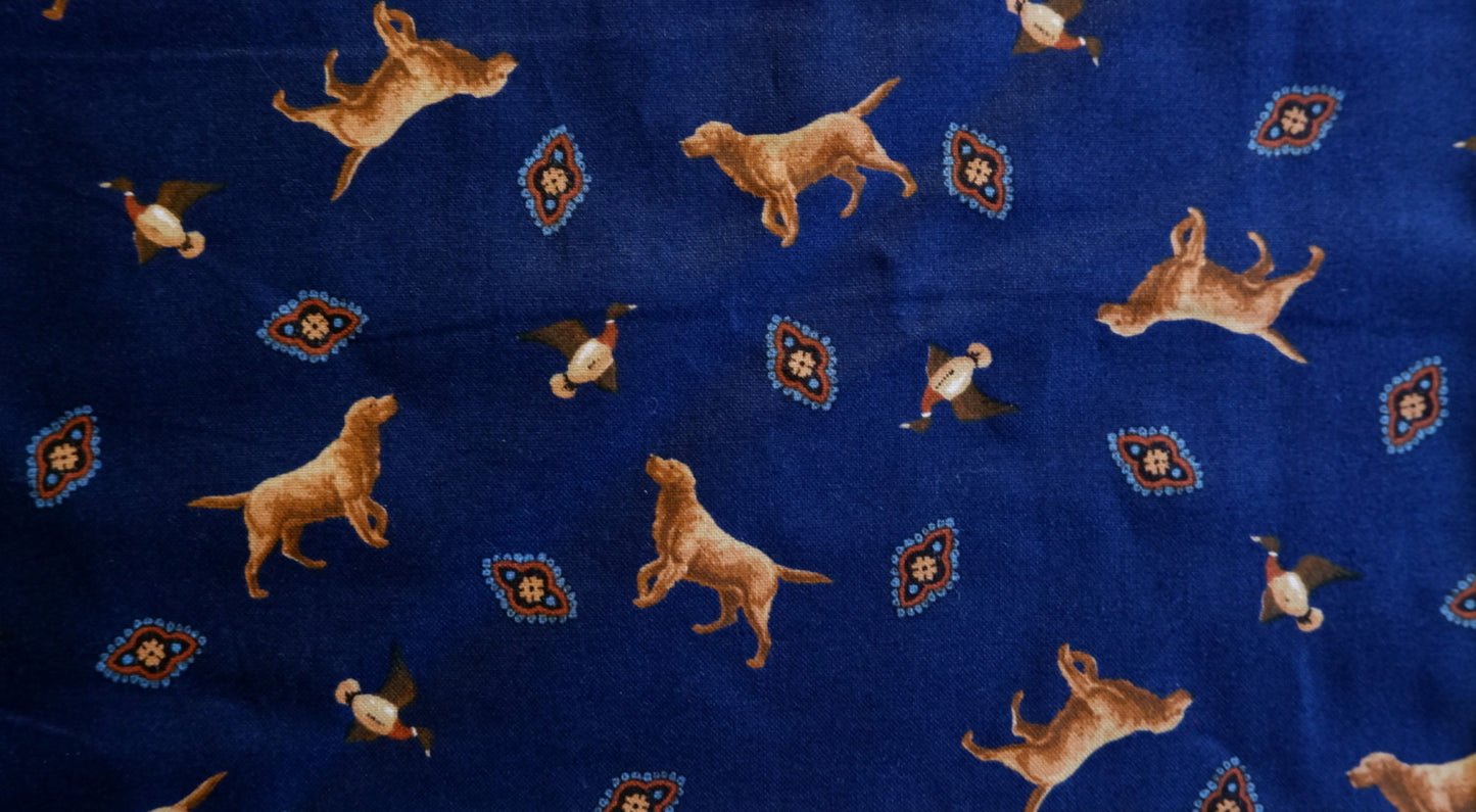 Cotton Fabric - Dogs and Ducks - 1.25m remnant - Fabric Rescue