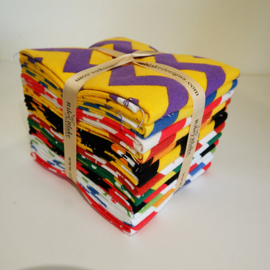 Cotton Flannel Fat Quarter - 12 Pieces - School Chevrons - Riley Blake