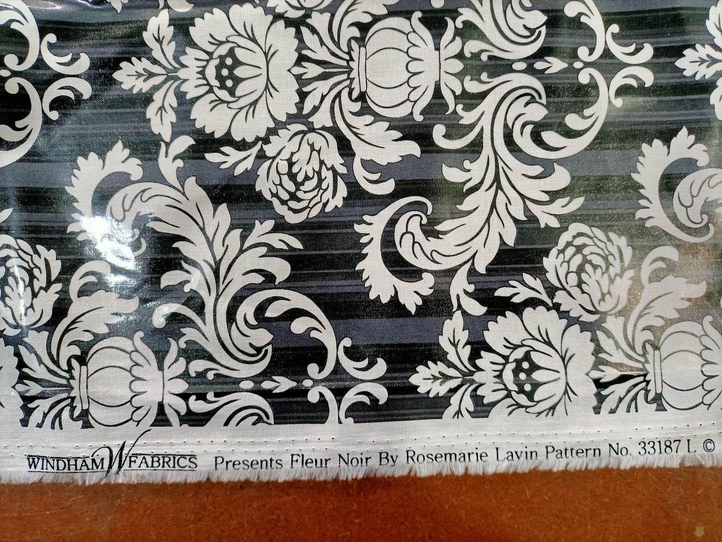 Laminated Cotton - Fleur Noir - 1.4m x 90cm Remnant - Fabric Rescue