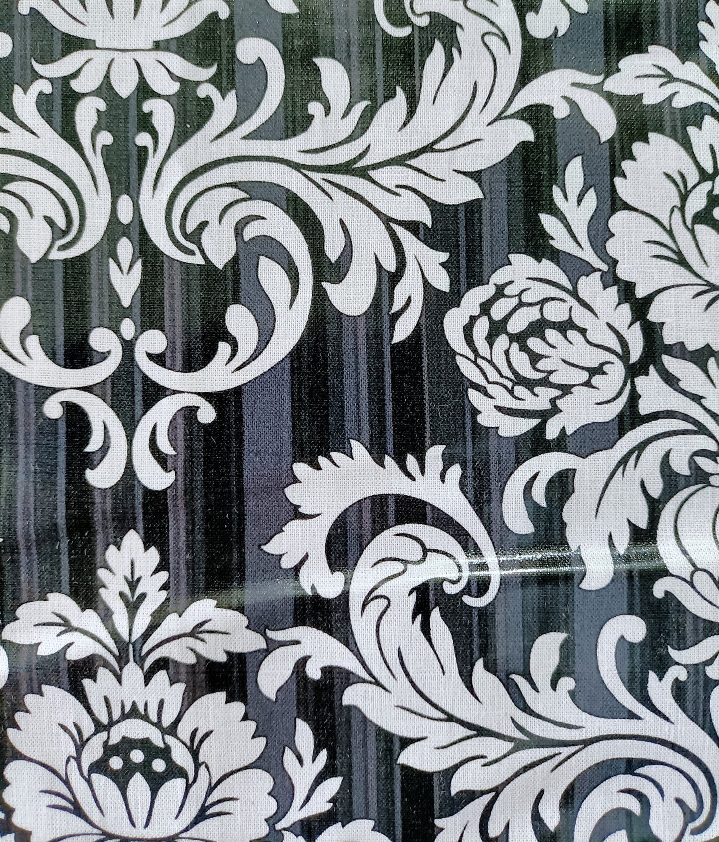 Laminated Cotton - Fleur Noir - 1m x 90cm Remnant - Fabric Rescue