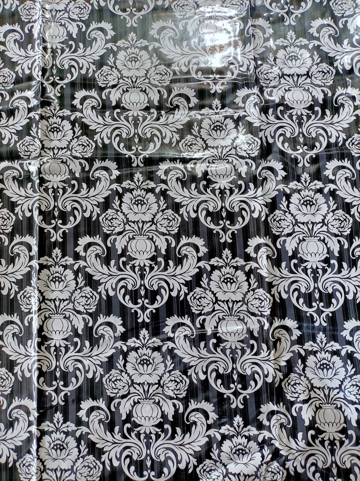 Laminated Cotton - Fleur Noir - 1m x 90cm Remnant - Fabric Rescue