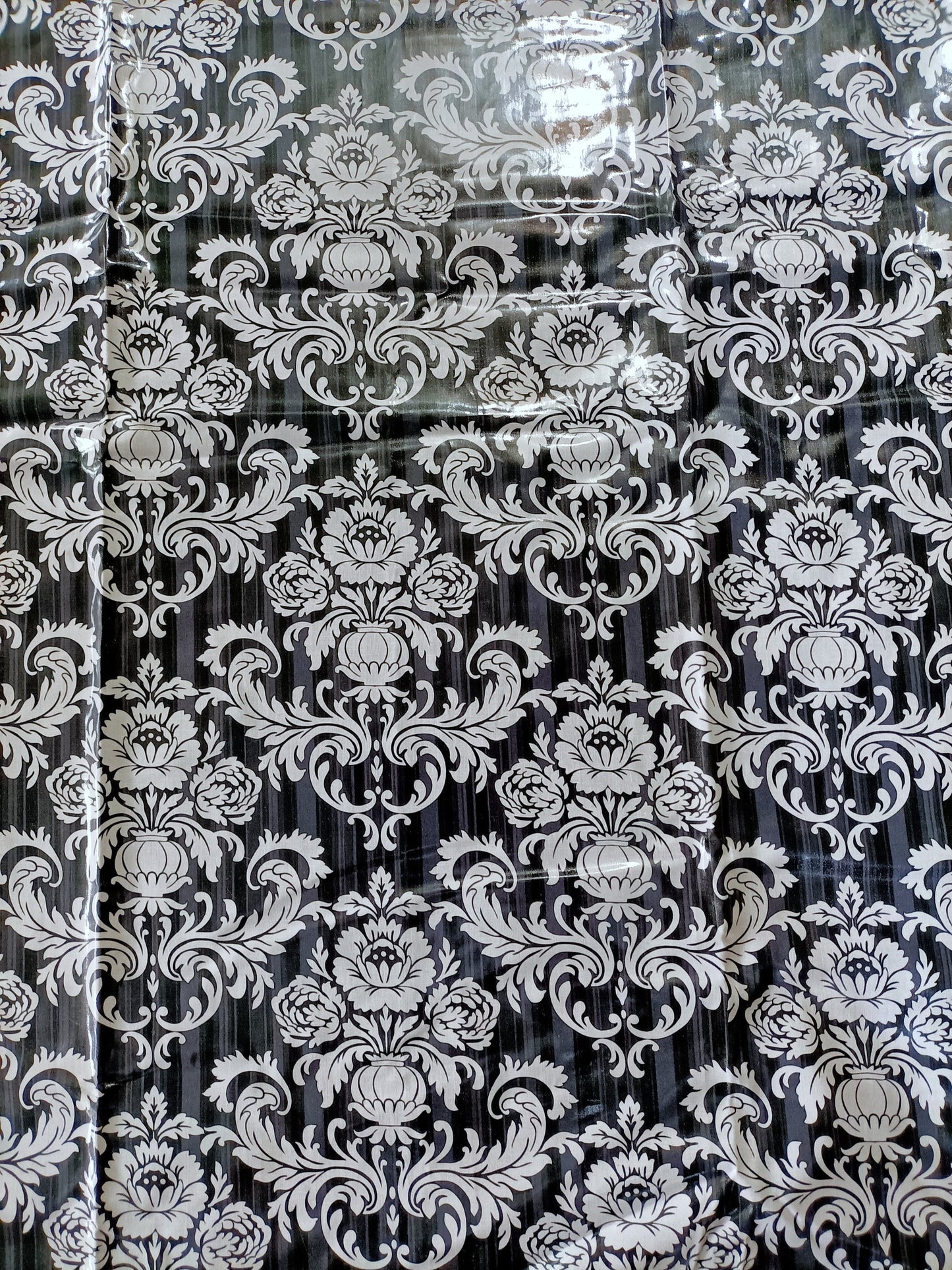 Laminated Cotton - Fleur Noir - 1.4m x 90cm Remnant - Fabric Rescue
