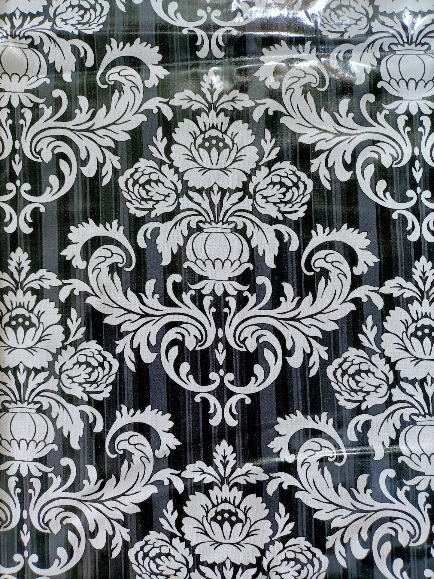 Laminated Cotton - Fleur Noir - 1m x 90cm Remnant - Fabric Rescue