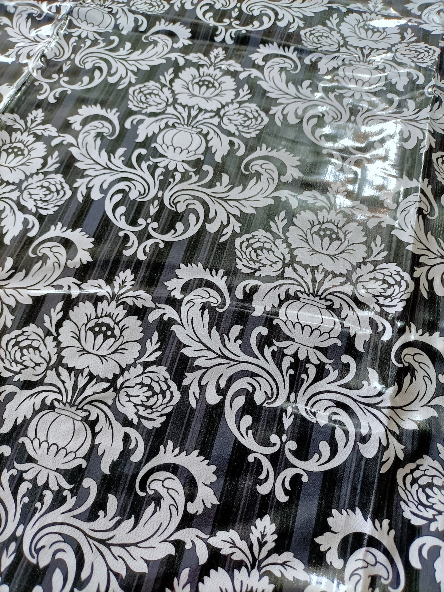 Laminated Cotton - Fleur Noir - 1m x 90cm Remnant - Fabric Rescue