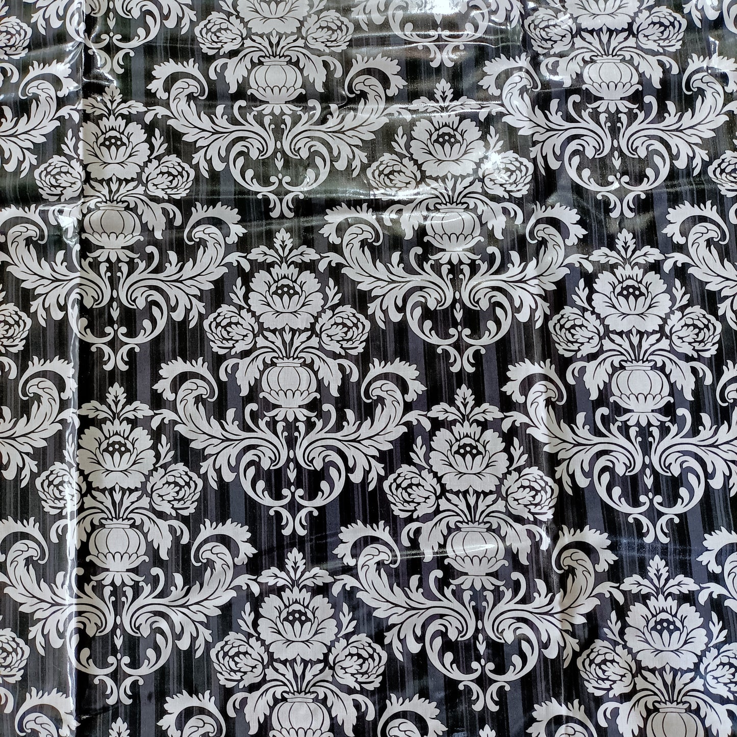 Laminated Cotton - Fleur Noir - 1m x 90cm Remnant - Fabric Rescue