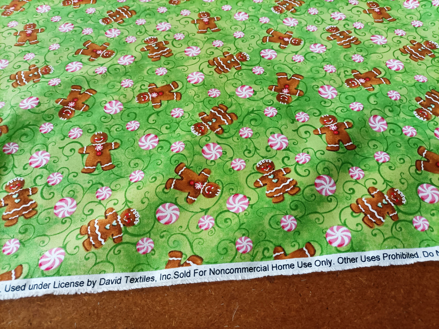 Gingerbread man cotton fabric selvedge