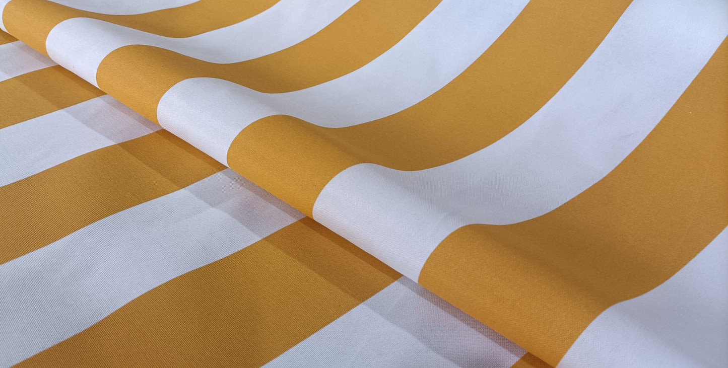 Canvas - Large Gold and White Stripe - Indoor/Outdoor Use - Fabric Rescue