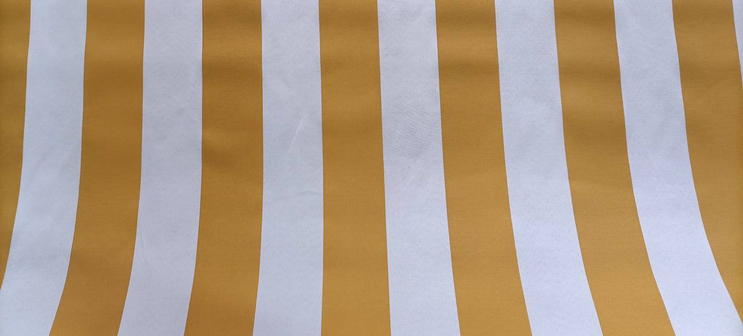 Canvas - Large Gold and White Stripe - Indoor/Outdoor Use - Fabric Rescue