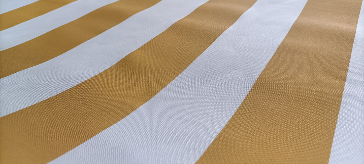 Canvas - Large Gold and White Stripe - Indoor/Outdoor Use - Fabric Rescue