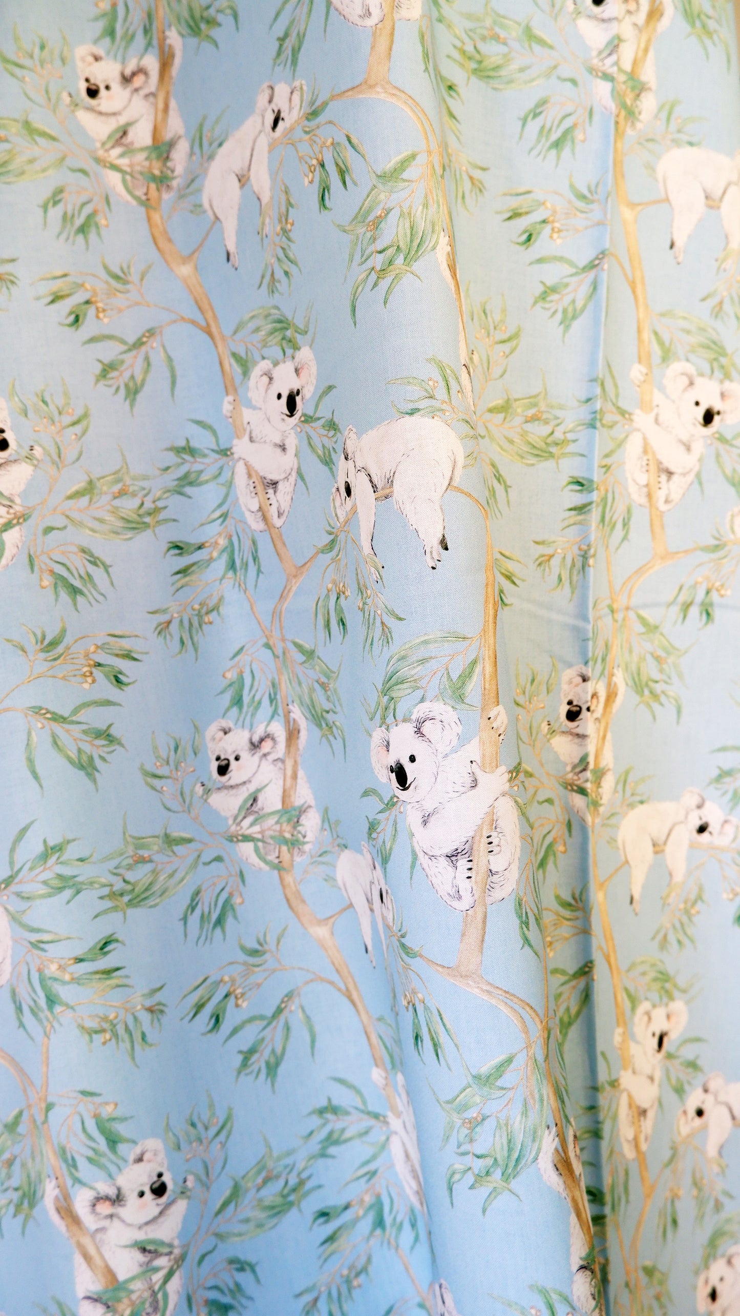 Cotton Fabric - Gumtree friends - Koalas on Blue - Michelle Holik