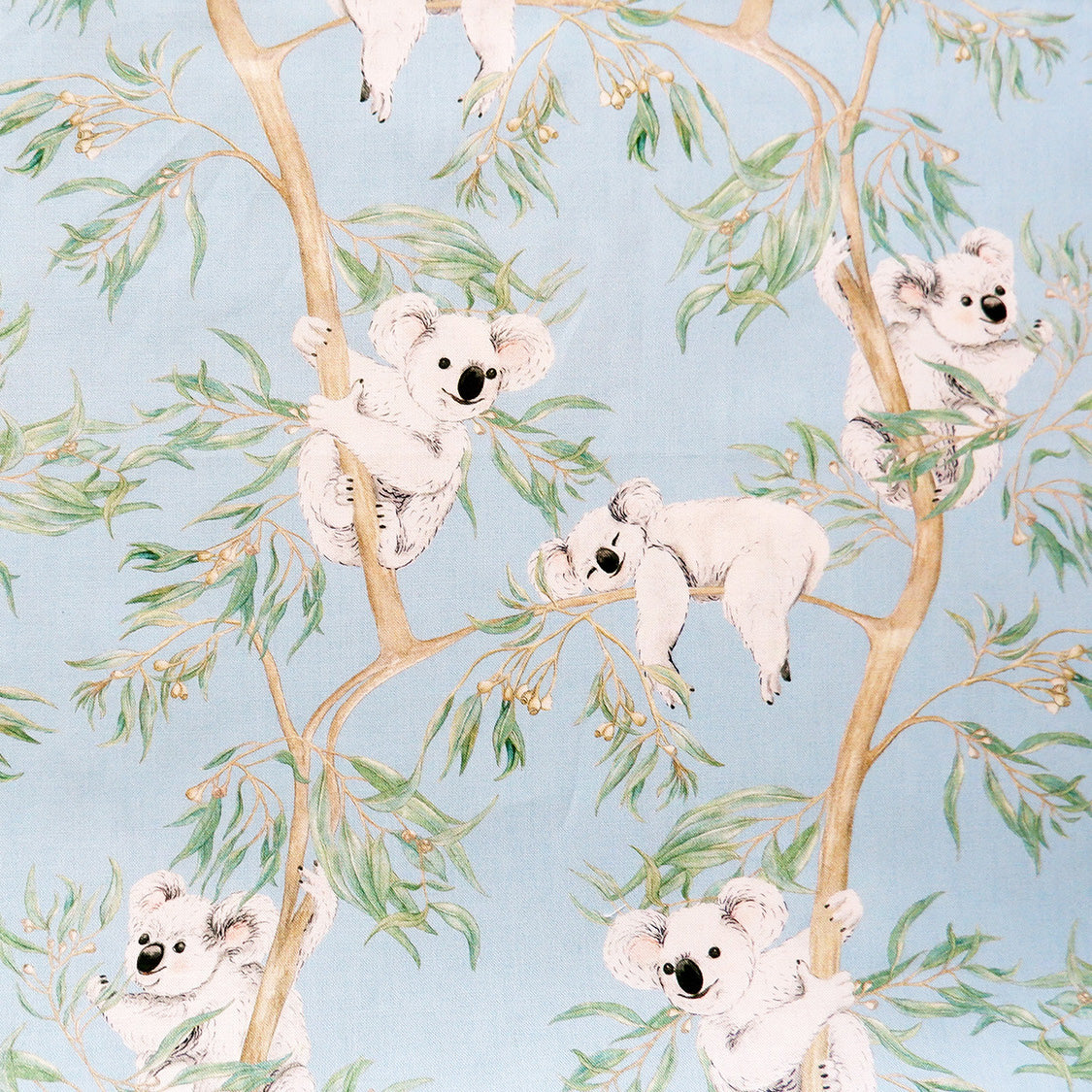 Cotton Fabric - Gumtree friends - Koalas on Blue - Michelle Holik