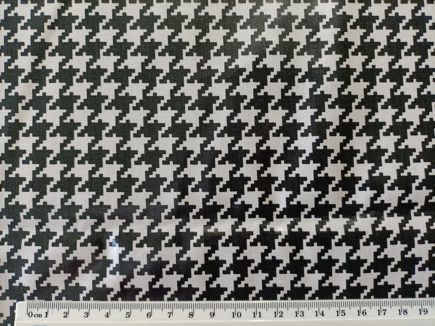 Laminated Cotton - Hound's Tooth - 93cm remnant - Fabric Rescue