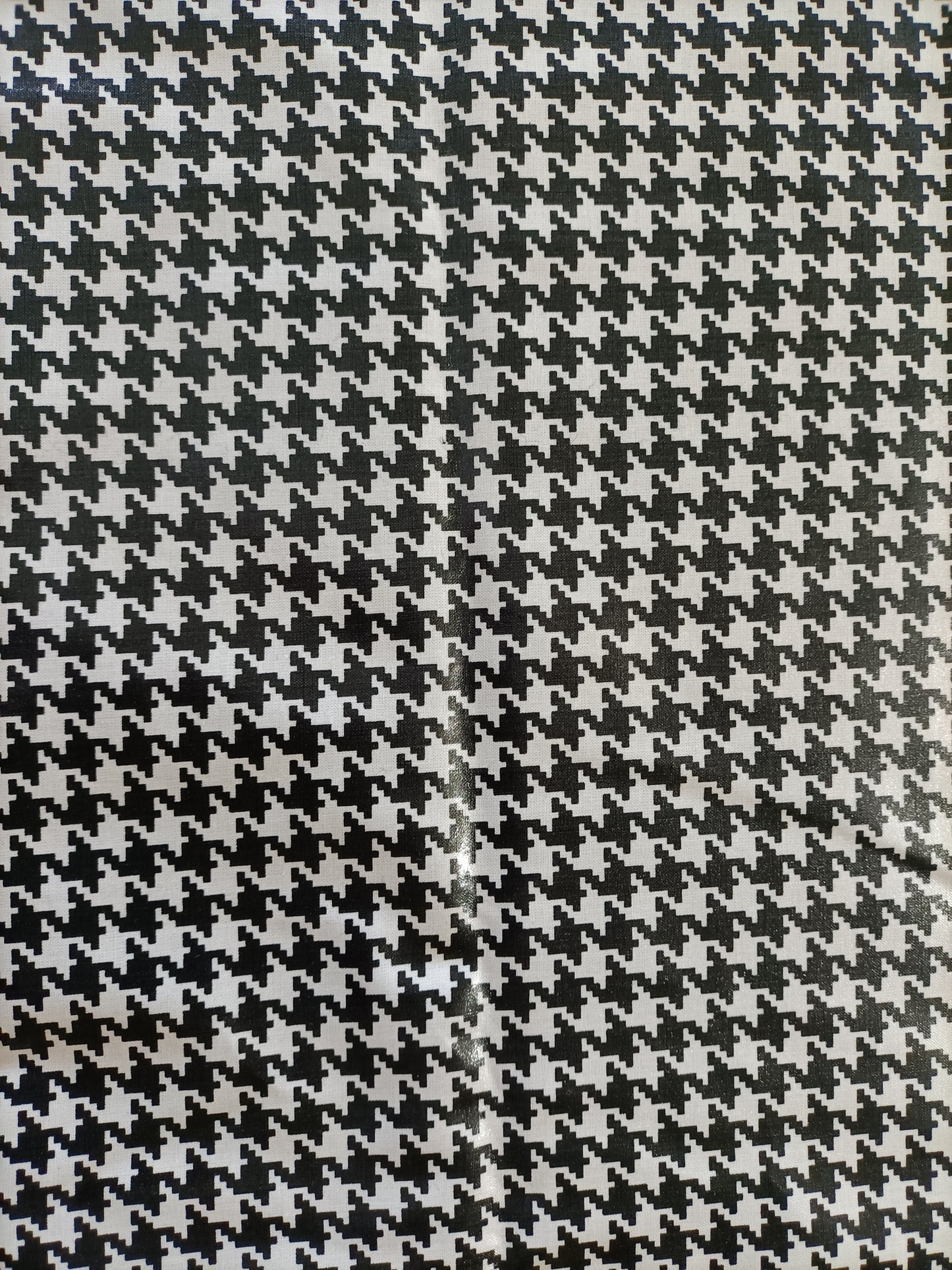 Laminated Cotton - Hound's Tooth - 93cm remnant - Fabric Rescue