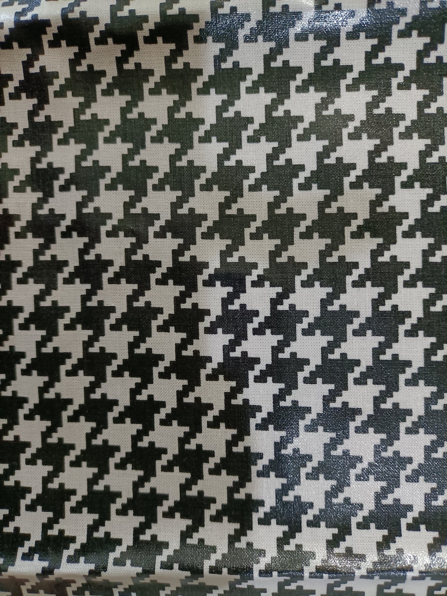 Laminated Cotton - Hound's Tooth - 93cm remnant - Fabric Rescue