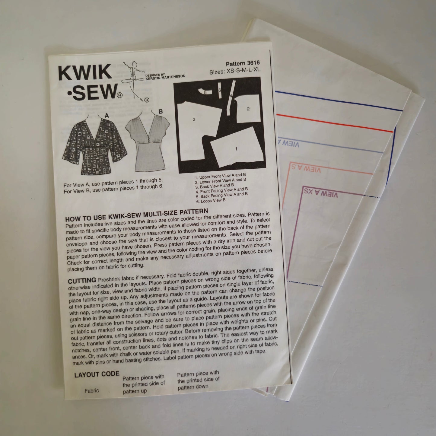 Kwik Sew 3616, Tops pattern. Sizes XS to XL