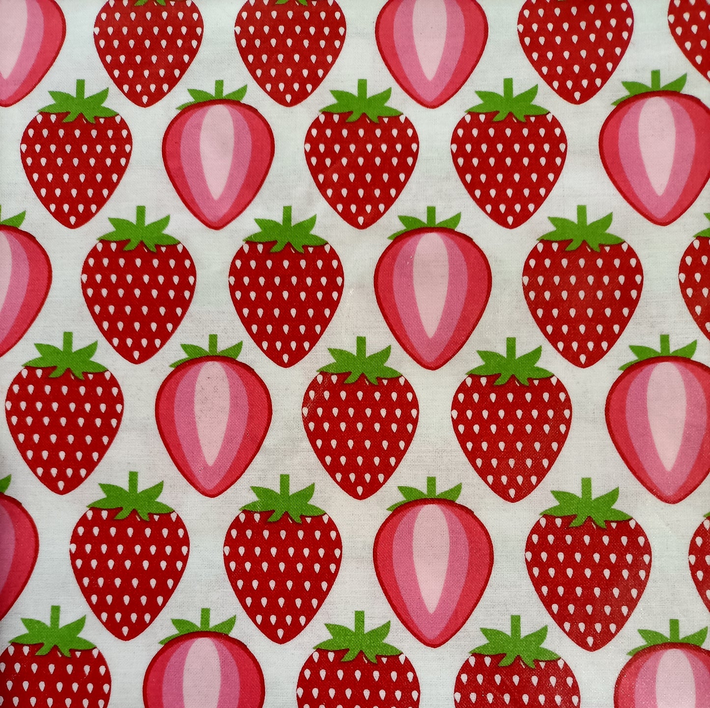 Laminated Cotton - Strawberries - 70cm Remnant - Fabric Rescue
