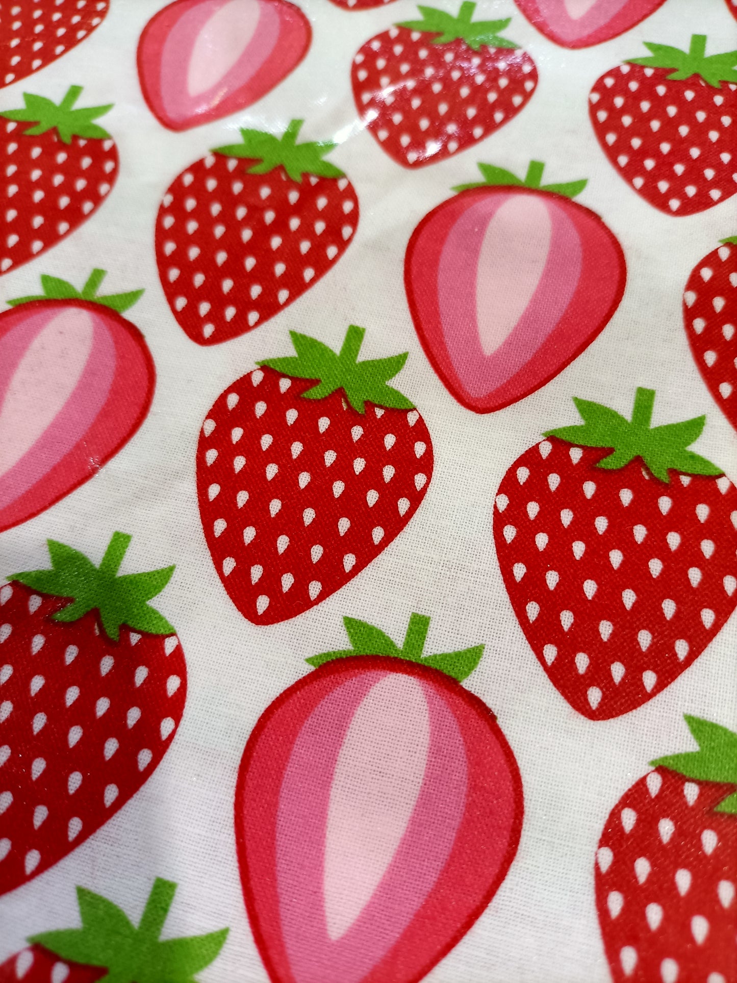 Laminated Cotton - Strawberries - Fabric Rescue