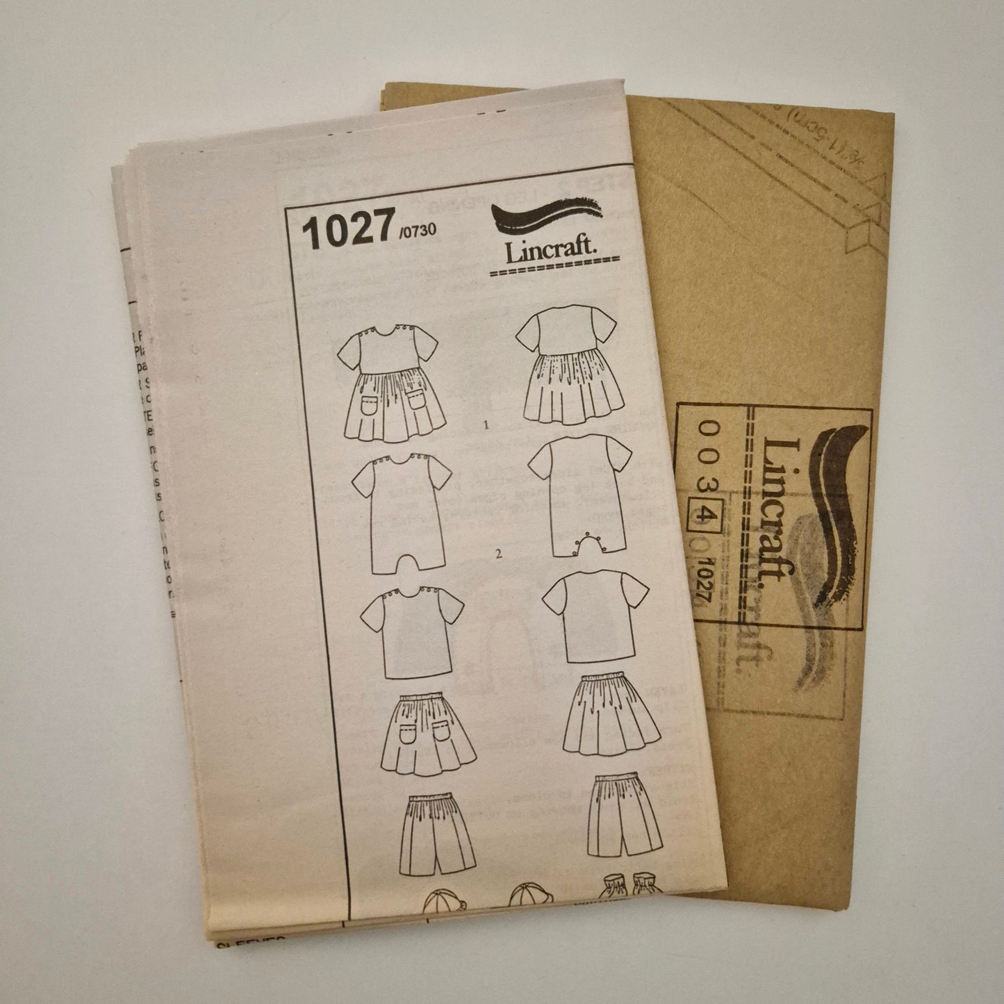 Lincraft 1027 Toddler's jumpsuit and hat pattern, Sizes 3m - 24m