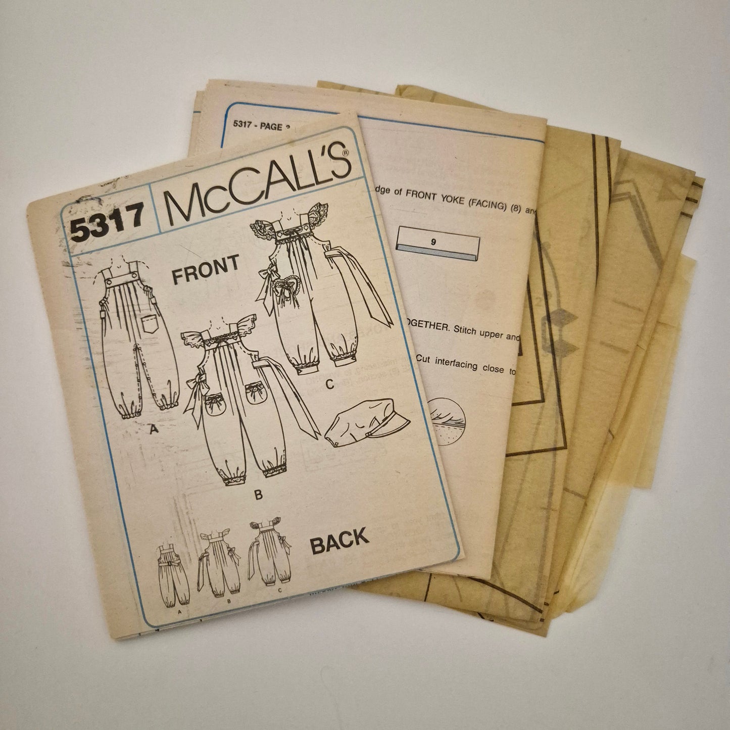 McCall's 5317, Toddler's jumpsuits and hat pattern, Sizes 1 to 3