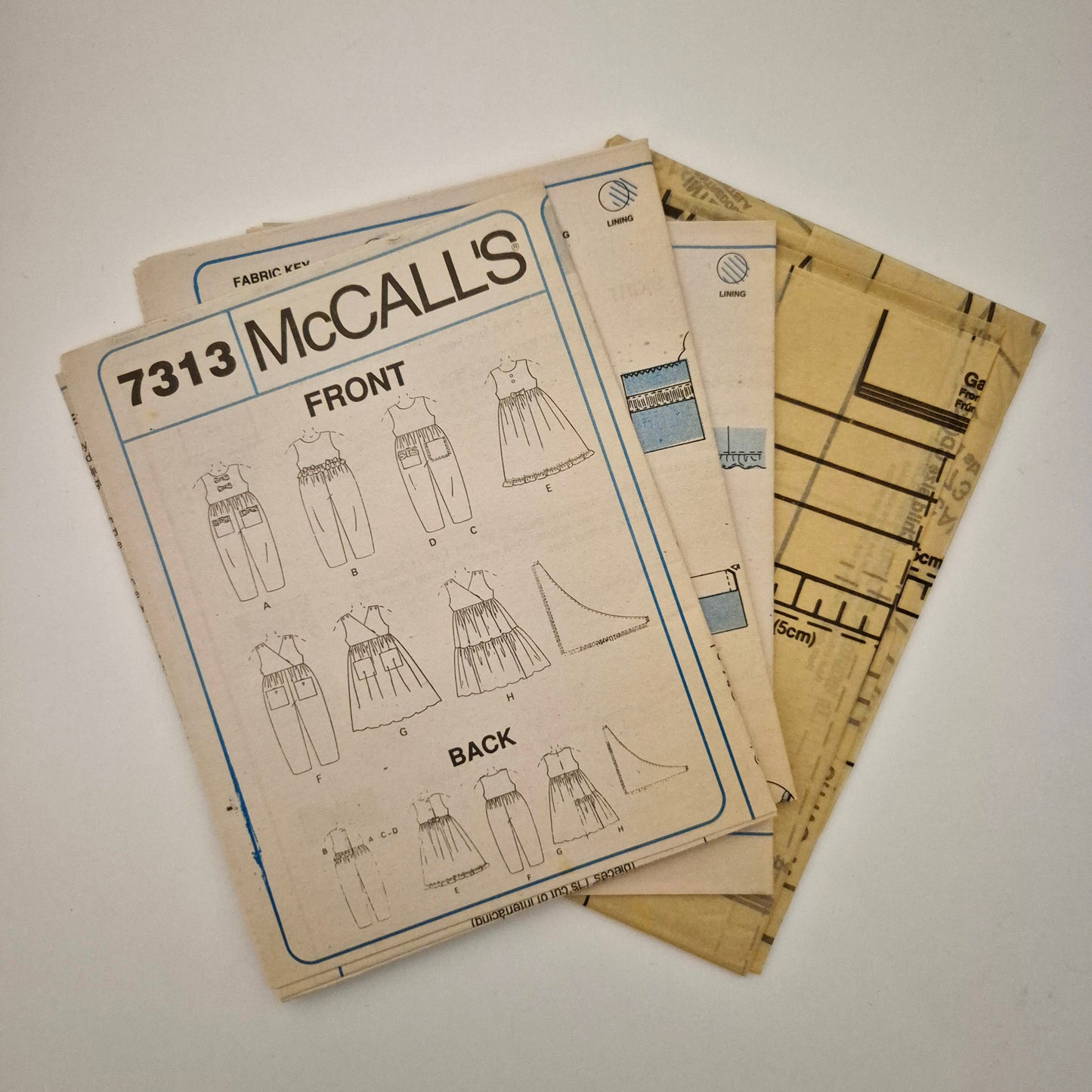 McCall's 7313, Children's jumpsuit jumper and scarf pattern, Sizes 2 - 4