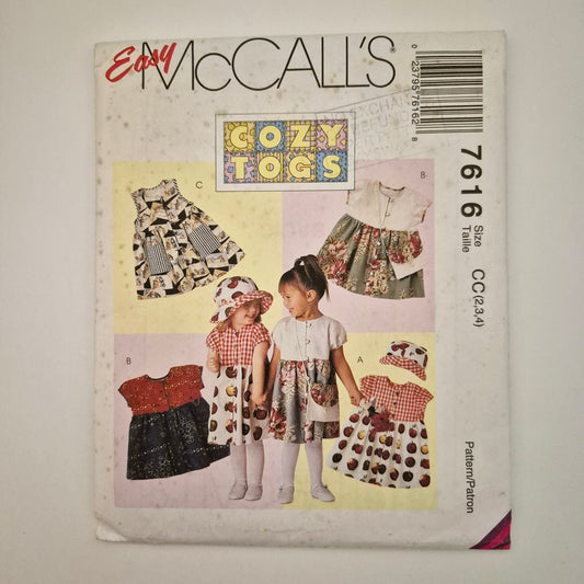 McCall's 7616, Toddlers' dress hat and purse pattern, Sizes 2 - 4