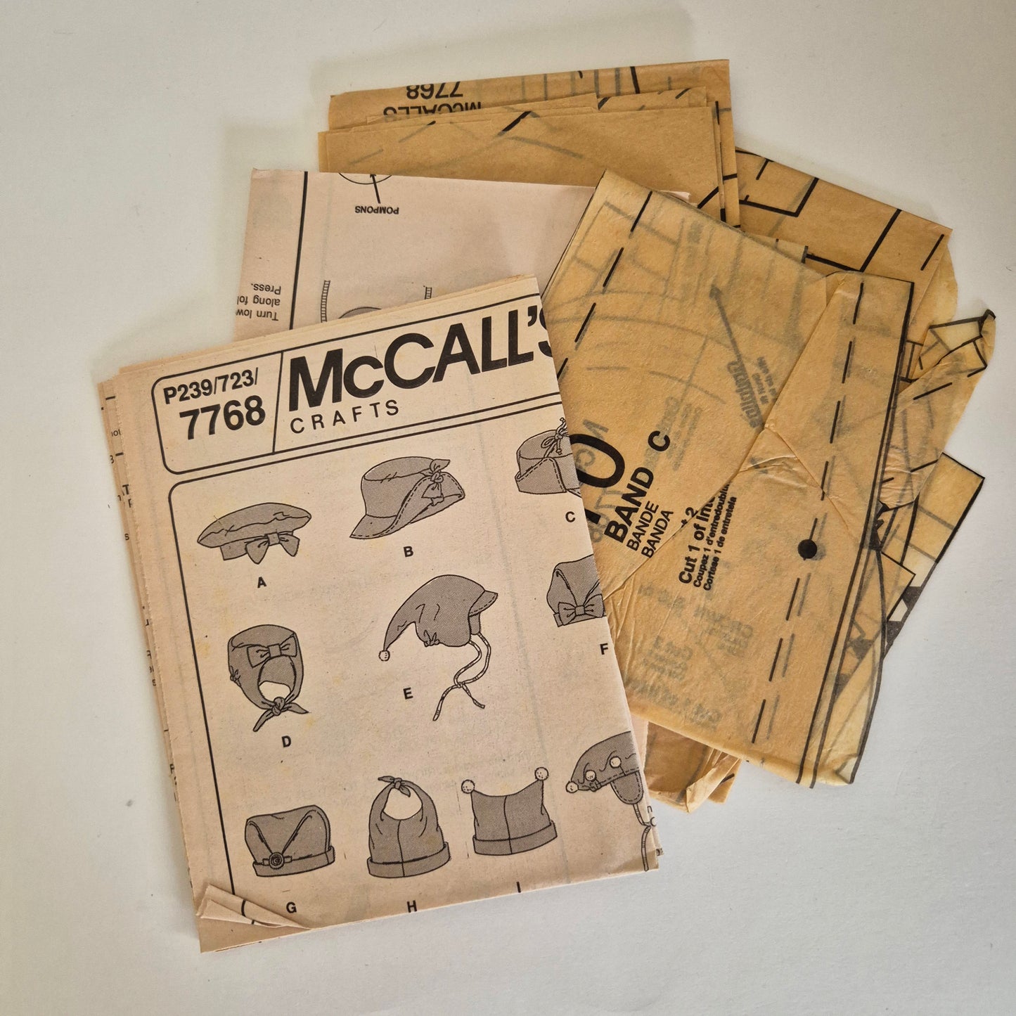 McCall's 7768, Kids' hats pattern, partially cut