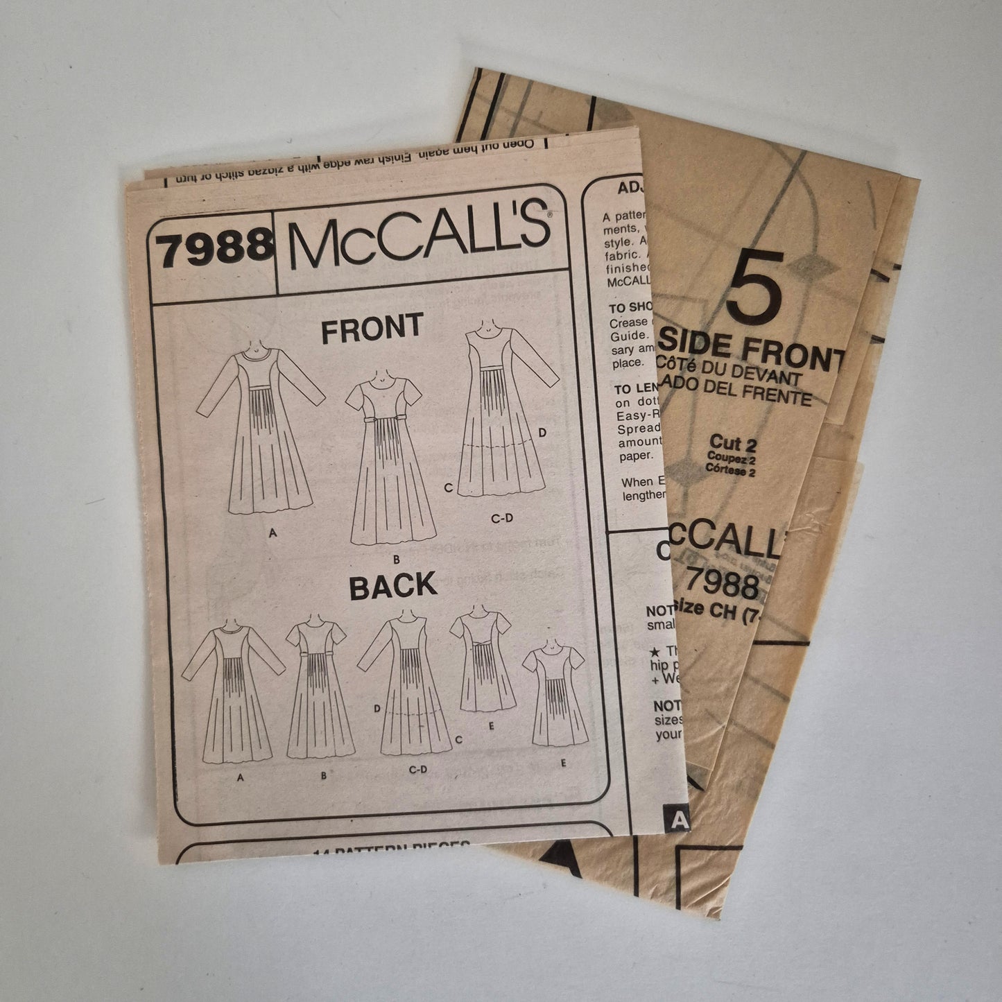 McCall's 7988, girls dress pattern, size 7 to 10