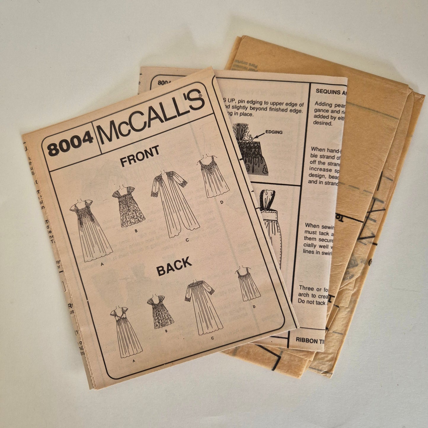 McCall's 8004, Lingerie pattern, Size Small 8 - 10