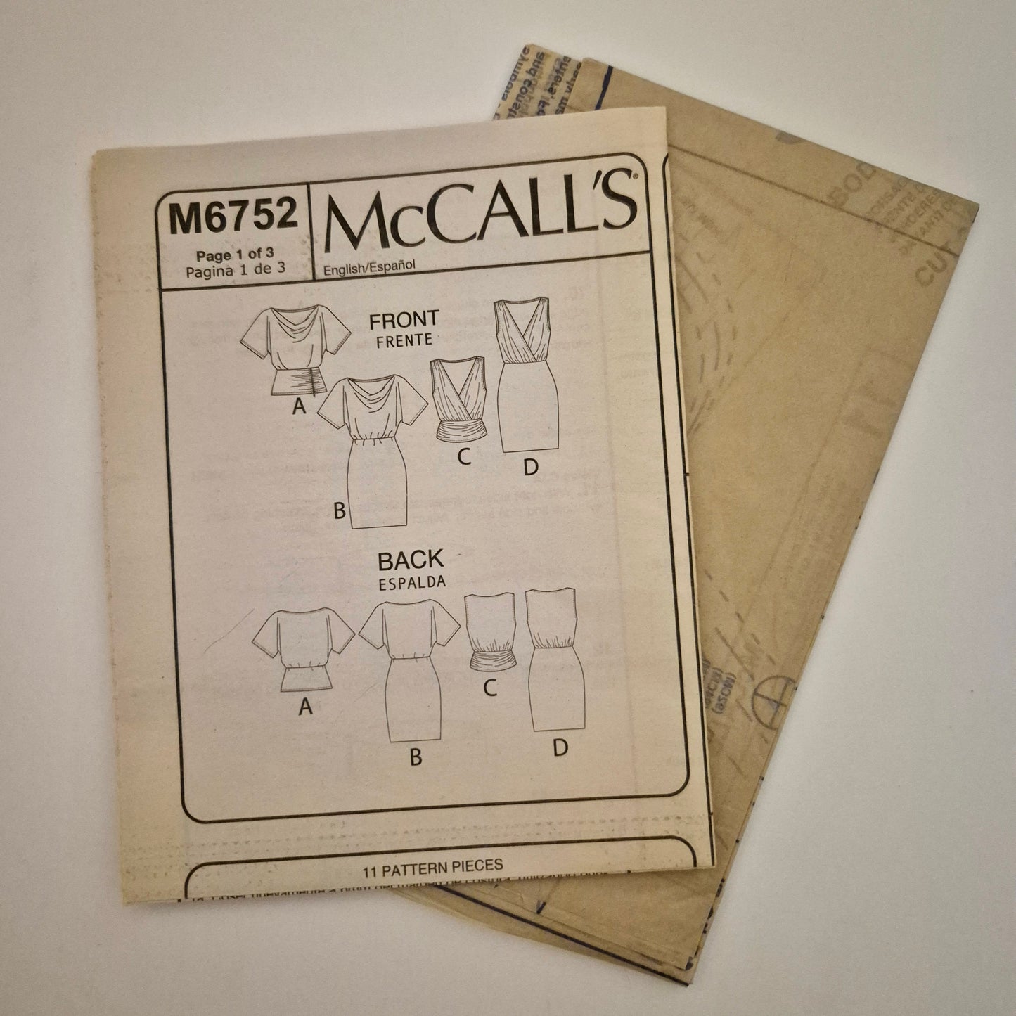 McCall's M6752, top and dress pattern, sizes 6 - 14