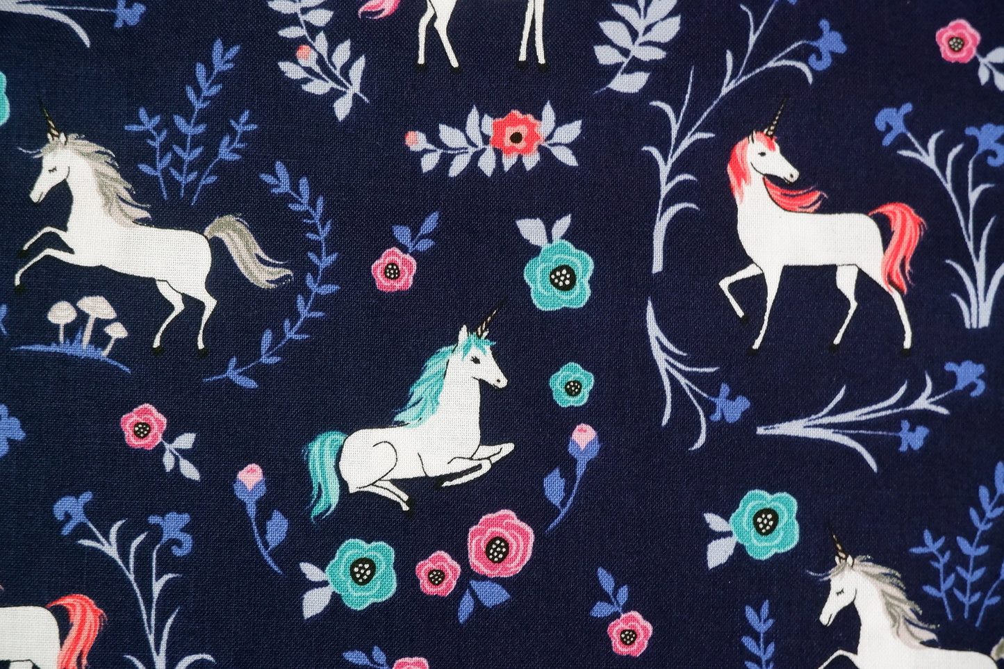 My Unicorn Cotton fabric - Navy - Riley Blake