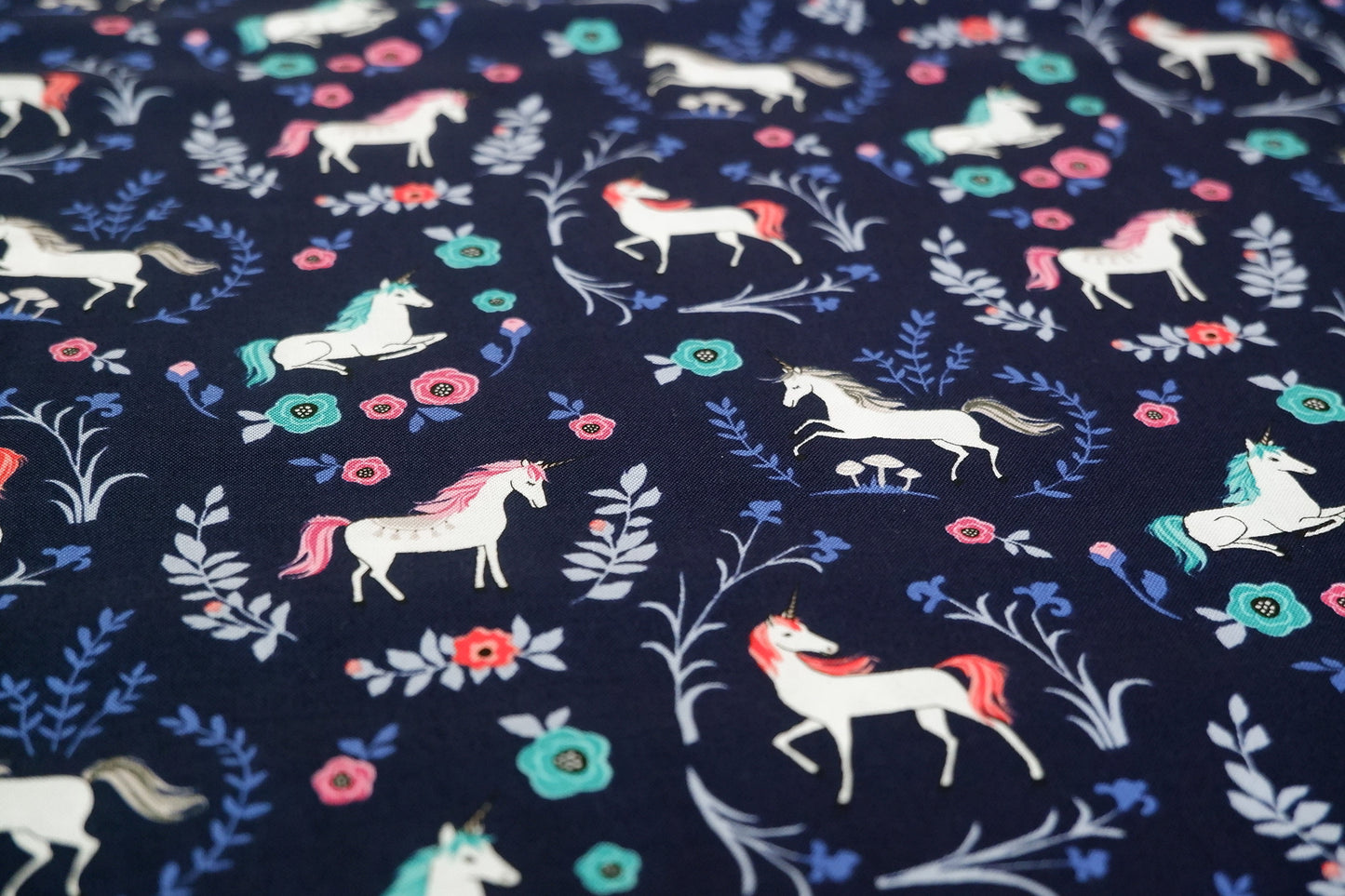 My Unicorn Cotton fabric - Navy - Riley Blake