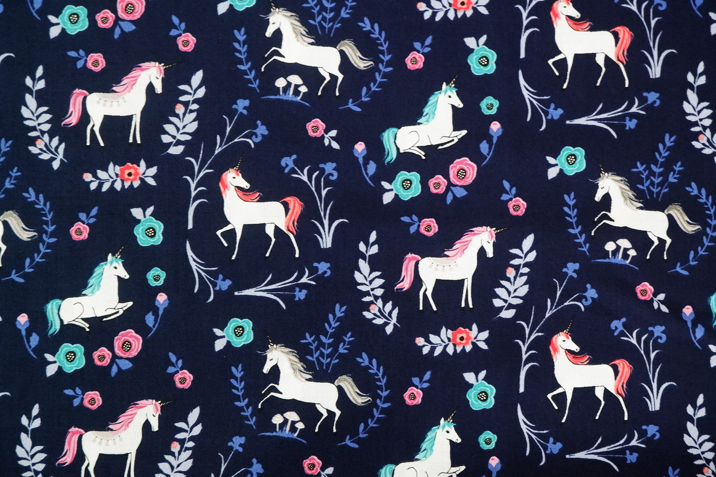 My Unicorn Cotton fabric - Navy - Riley Blake