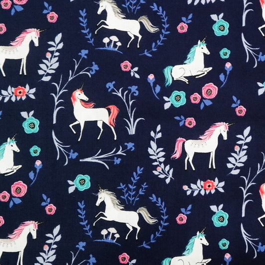 My Unicorn Cotton fabric - Navy - Riley Blake