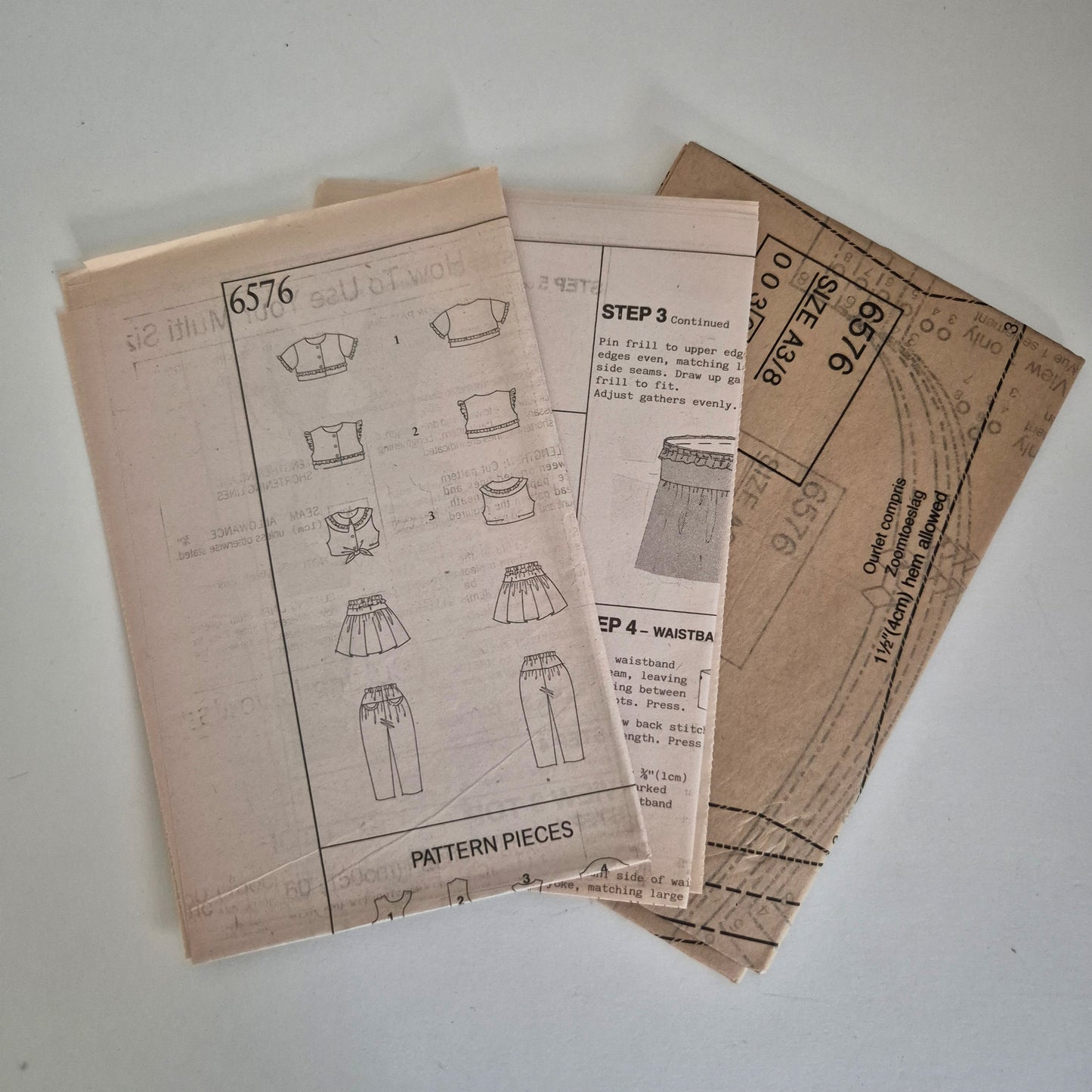 New Look 6576, girls top skirt and trousers pattern, Sizes 3 to 8 years